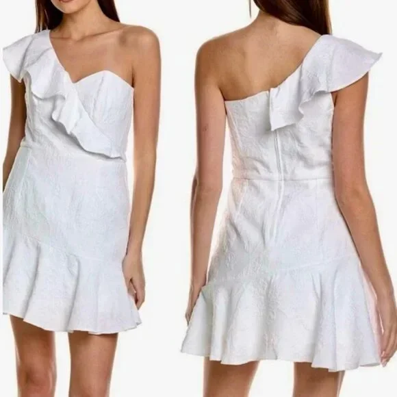 Lilly Pulitzer Arlana One-Shoulder Skirted Romper/Dress in Resort White - Picture 1 of 7